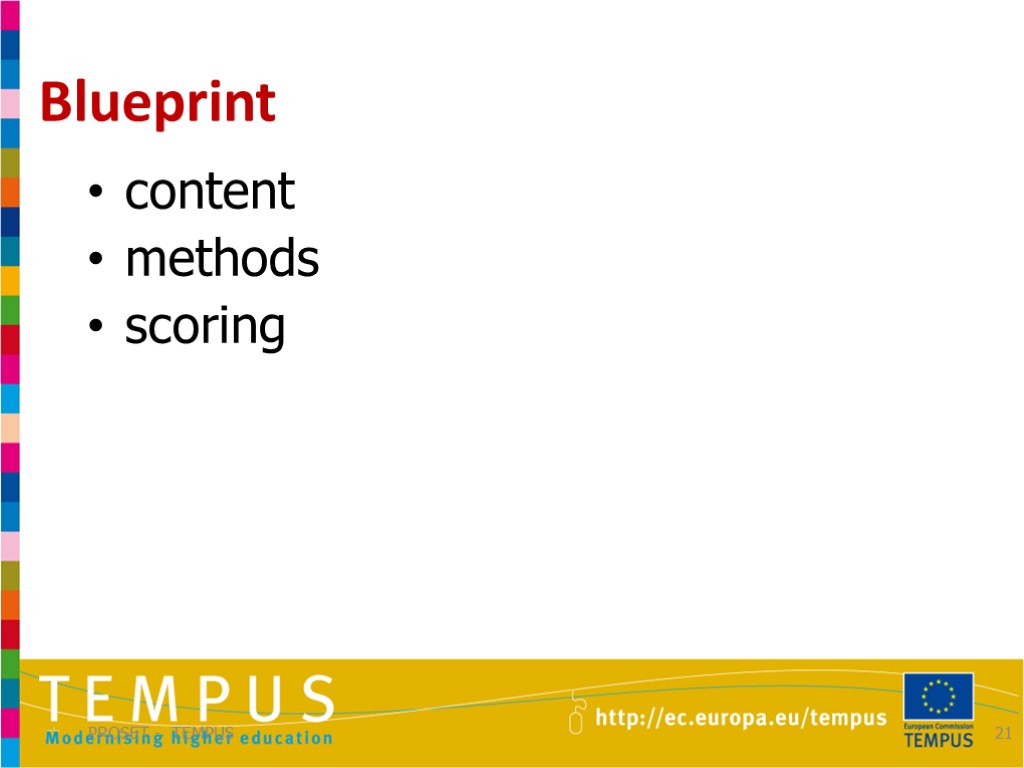 Blueprint PROSET - TEMPUS 21 content methods scoring